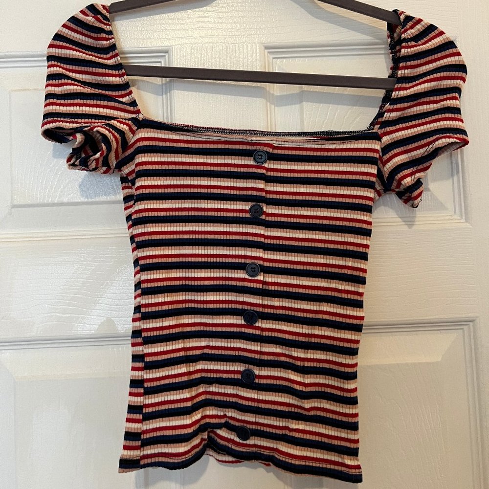 Reformation Knit Button Up Square Neck Shirt